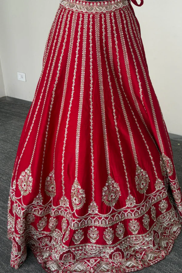 CRIMSON RED BRIDAL LEHENGA SET - Image 9
