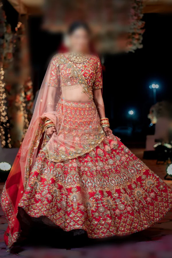 Kalki Red Bridal Lehenga - Image 2