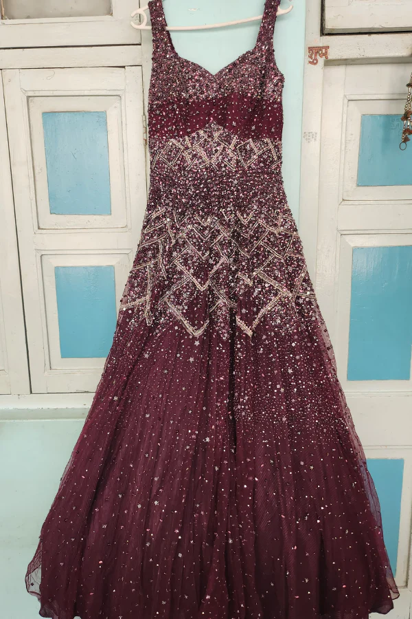 Kalki Wine Embellished lehenga - Image 2