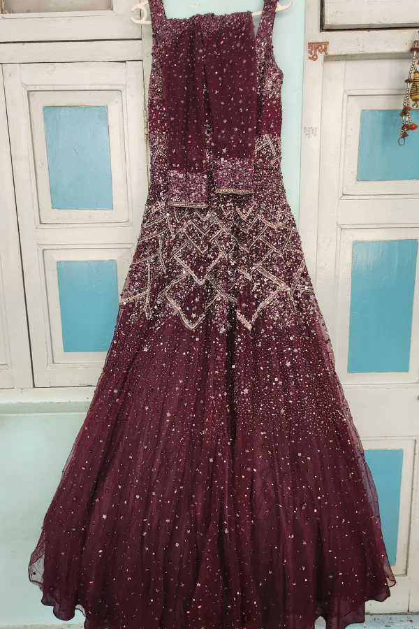 Kalki Wine Embellished lehenga - Image 3