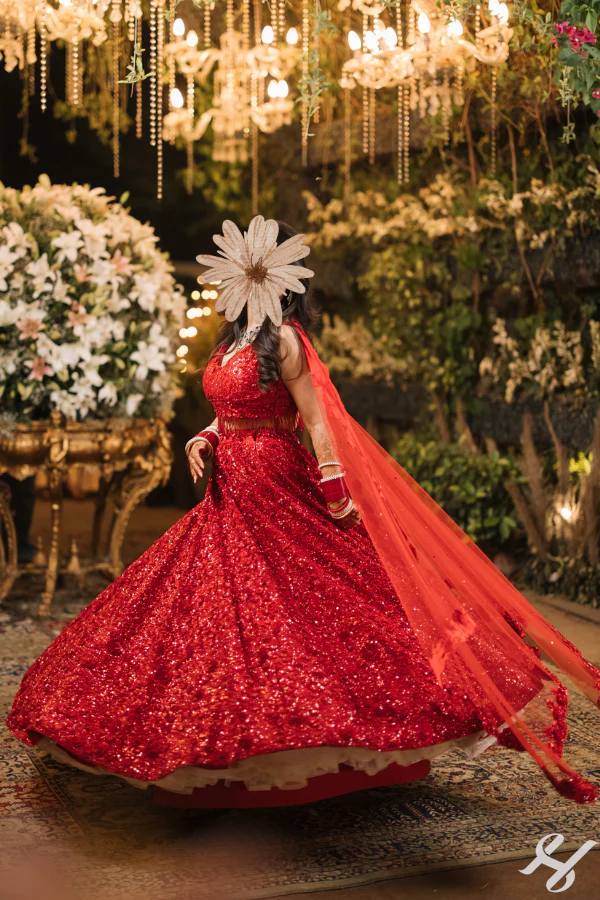 Kaynaat by Aanchal Sawhney red lehenga