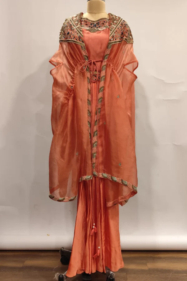 Khushboo Bagri Peach Skirt Set