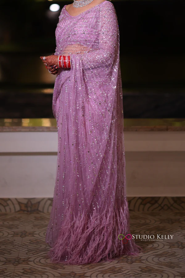Kiasa Lavender embellished saree