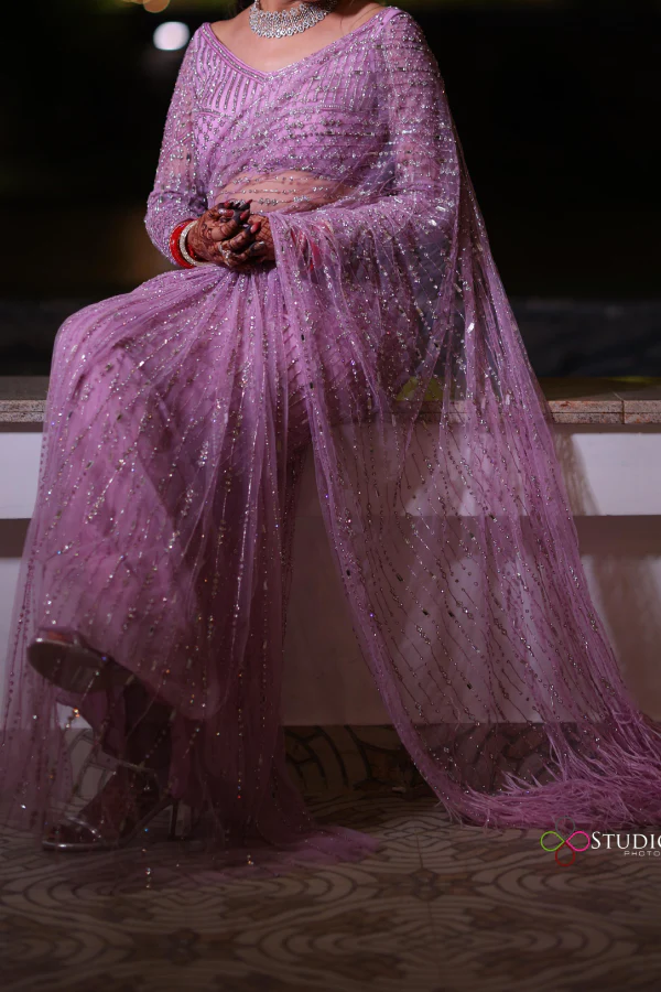 Kiasa Lavender embellished saree - Image 2