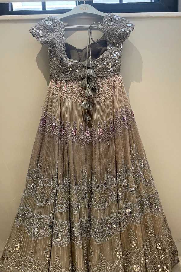 Kresha Bajaj Grey mirror work lehenga - Image 2