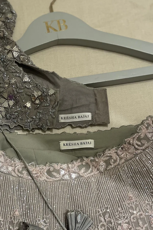 Kresha Bajaj Grey mirror work lehenga - Image 4