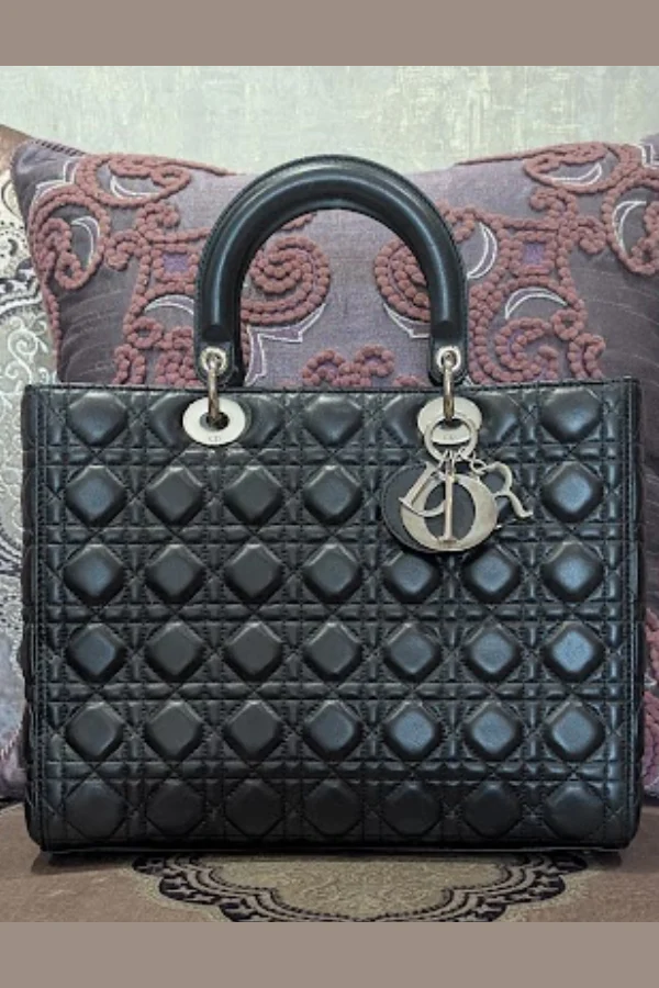 Lady Dior Black Cannage Tote Bag - Image 2