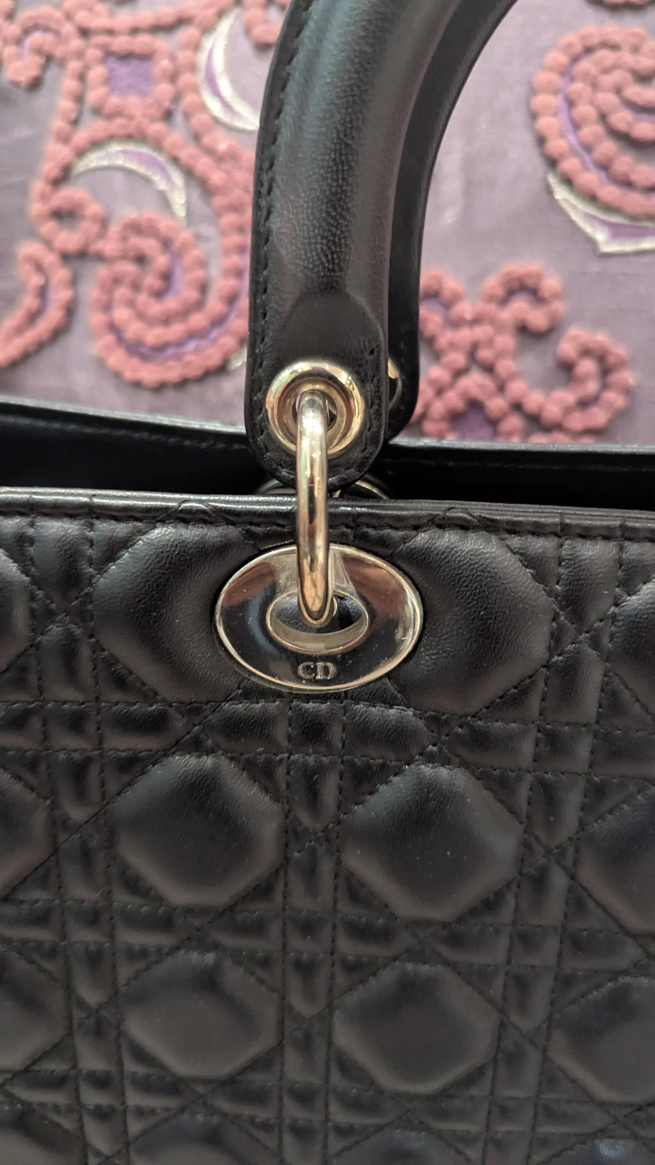 Lady Dior Black Cannage Tote Bag - Image 6