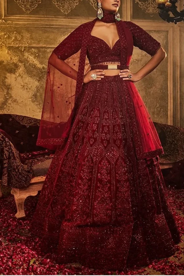 Lalit Dalmia Red Lehenga Set