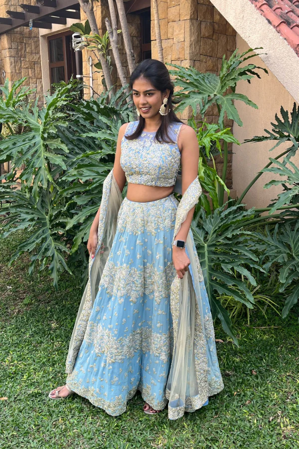 Light blue embroidered lehenga set