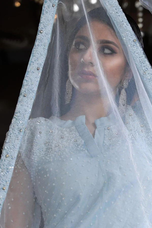 Light blue sequinned sharara set - Image 3