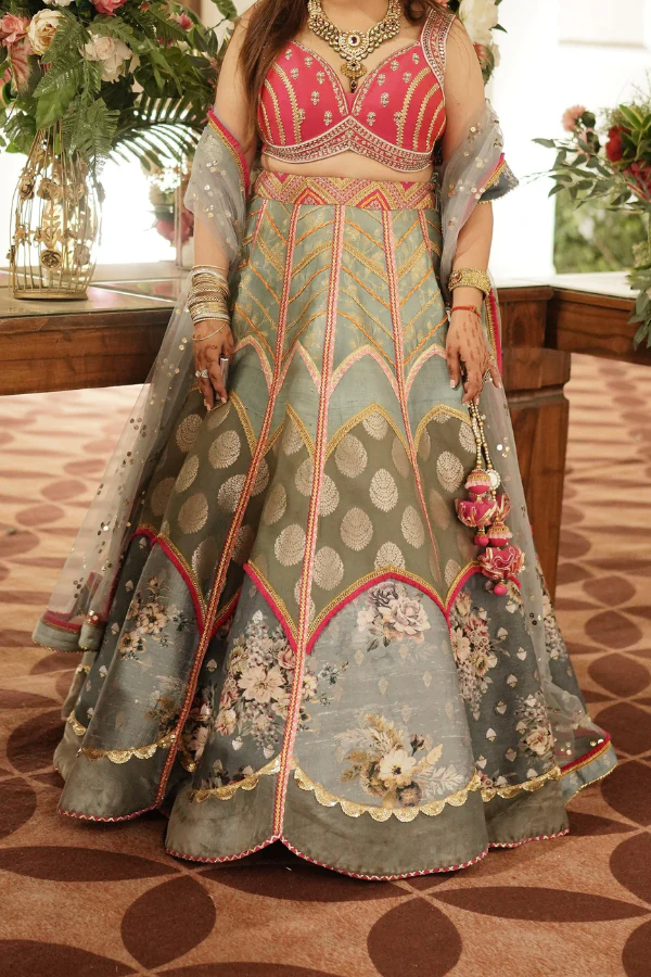 Liz paul powder blue mosaic lehenga - Image 3
