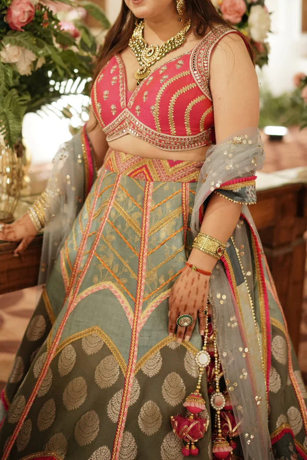 Liz paul powder blue mosaic lehenga - Image 4