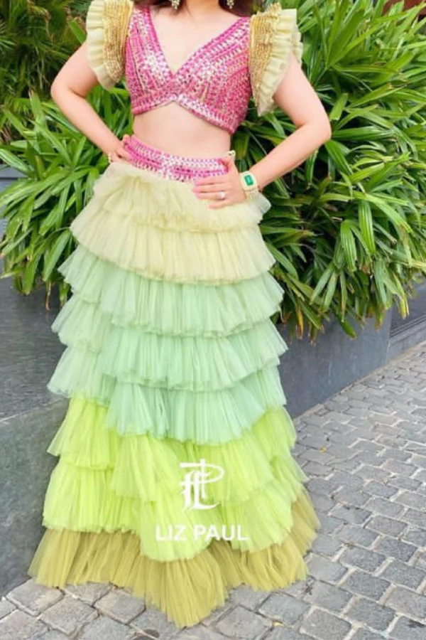 Liz Paul tulle lehenga set