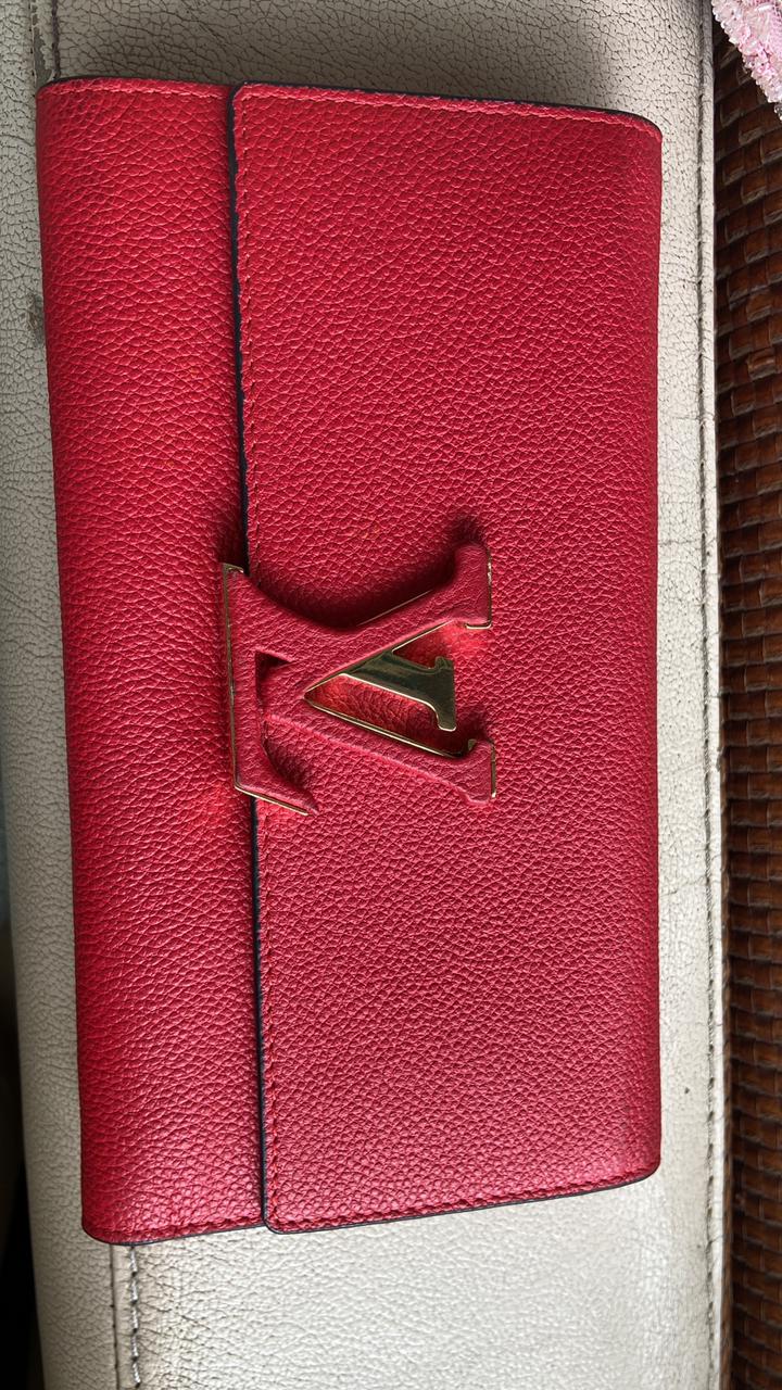 Louis Vuitton Red Leather Capucines Wallet - Image 3