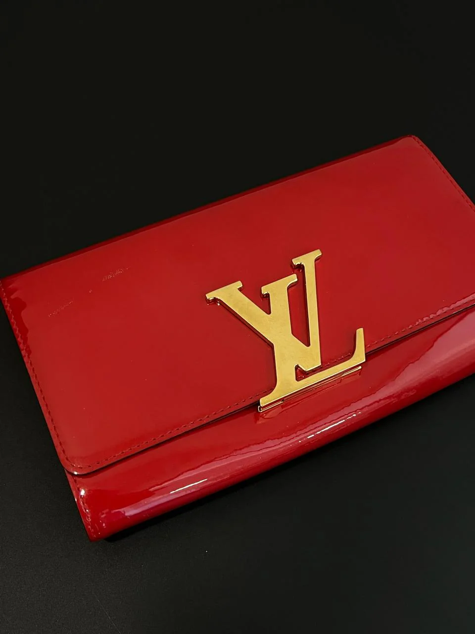 Louis Vuitton Red Louise Patent Leather Clutch - Image 3