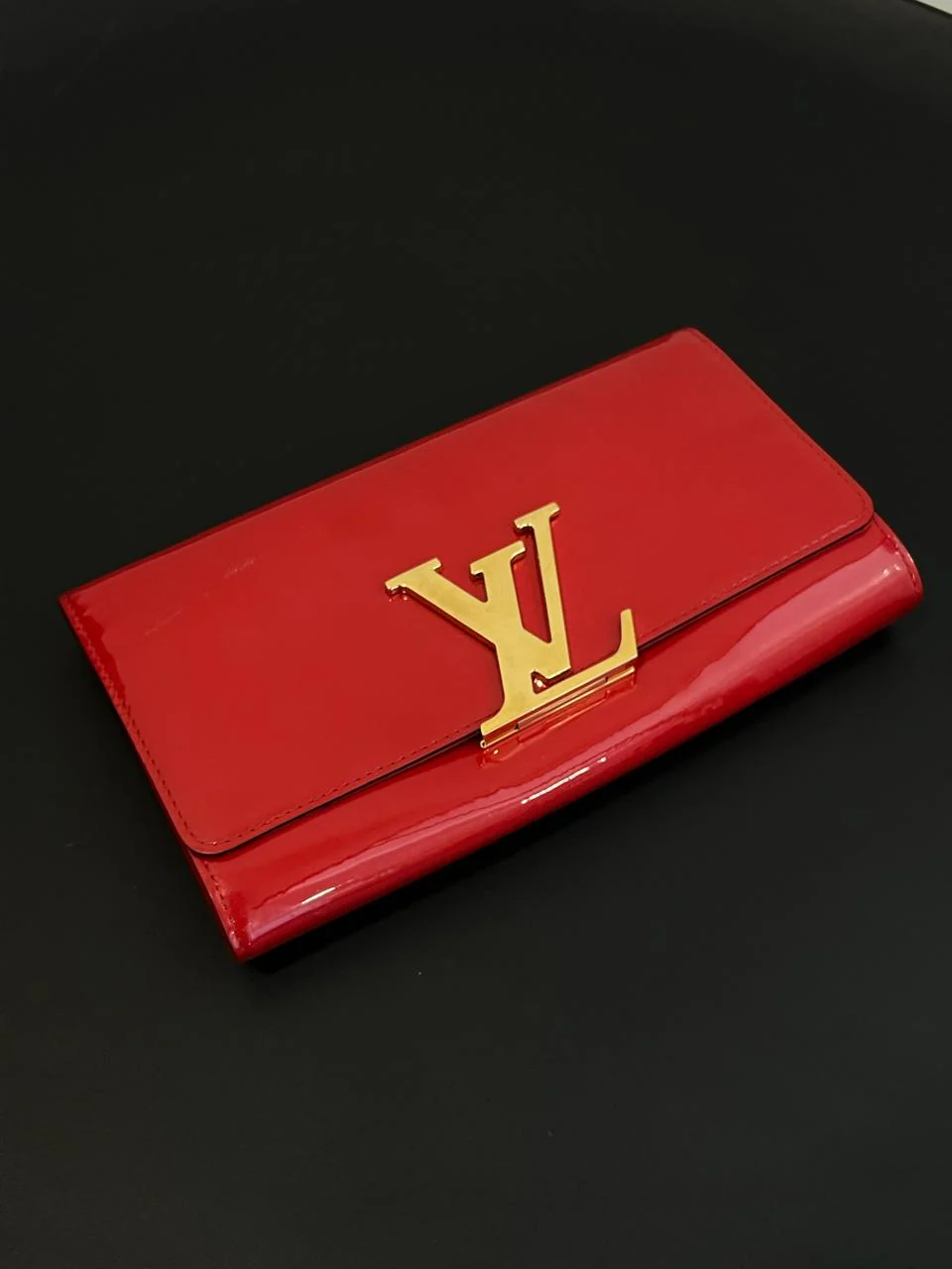 Louis Vuitton Red Louise Patent Leather Clutch - Image 4