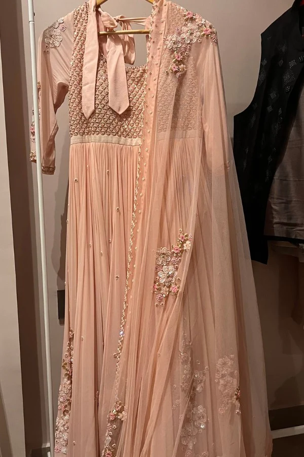 MADZIN LABEL PEACH ANARKALI SET - Image 2