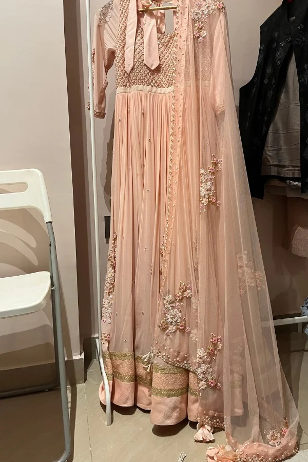 MADZIN LABEL PEACH ANARKALI SET - Image 3