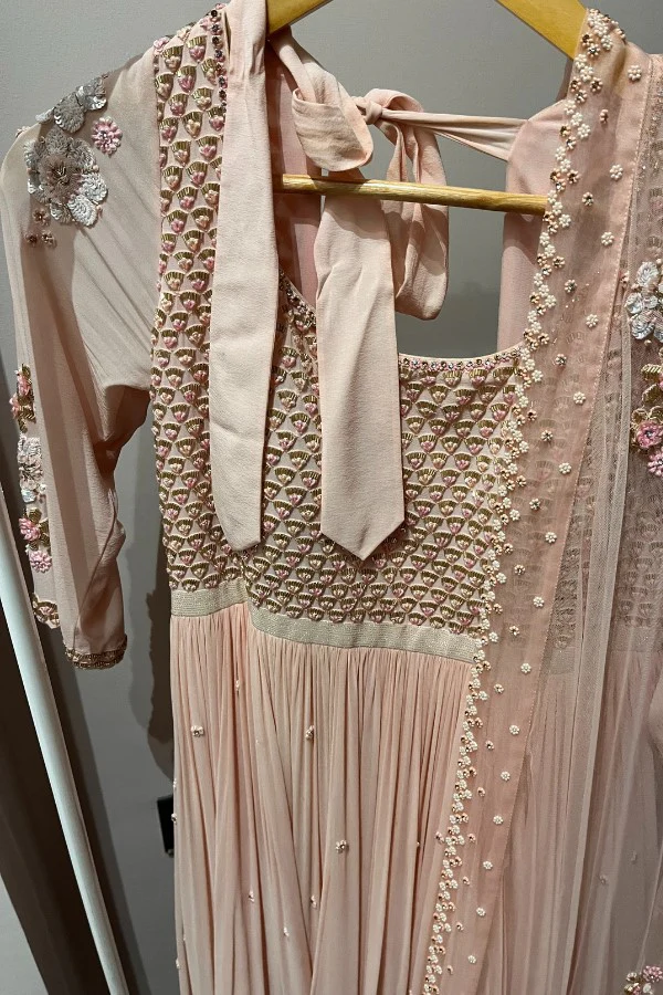 MADZIN LABEL PEACH ANARKALI SET - Image 4