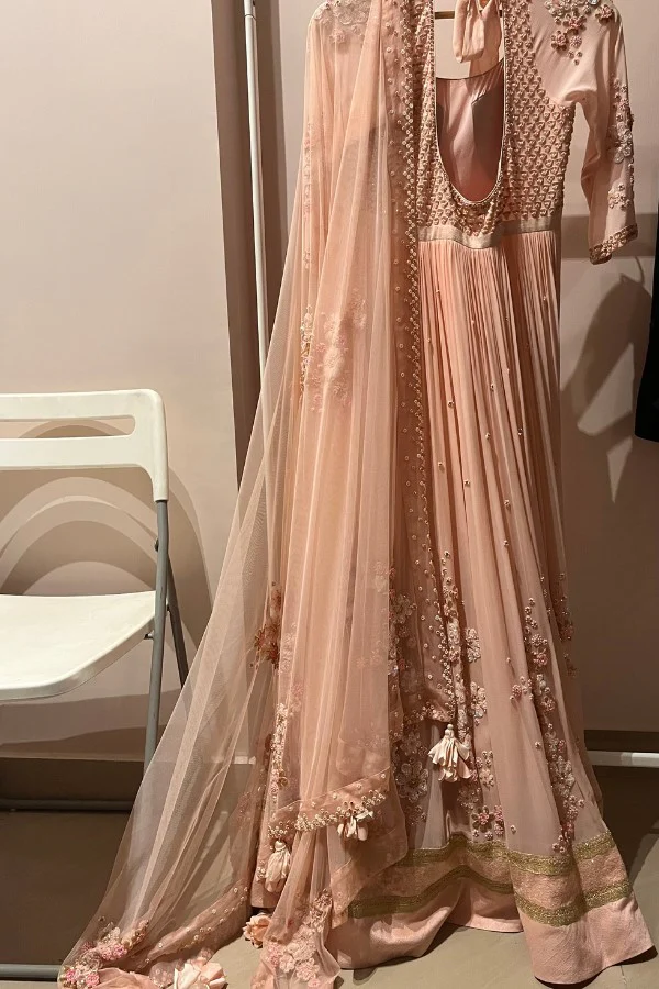 MADZIN LABEL PEACH ANARKALI SET - Image 5