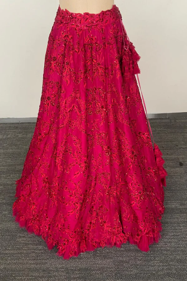 Magenta Flower cutwork lehenga set - Image 5