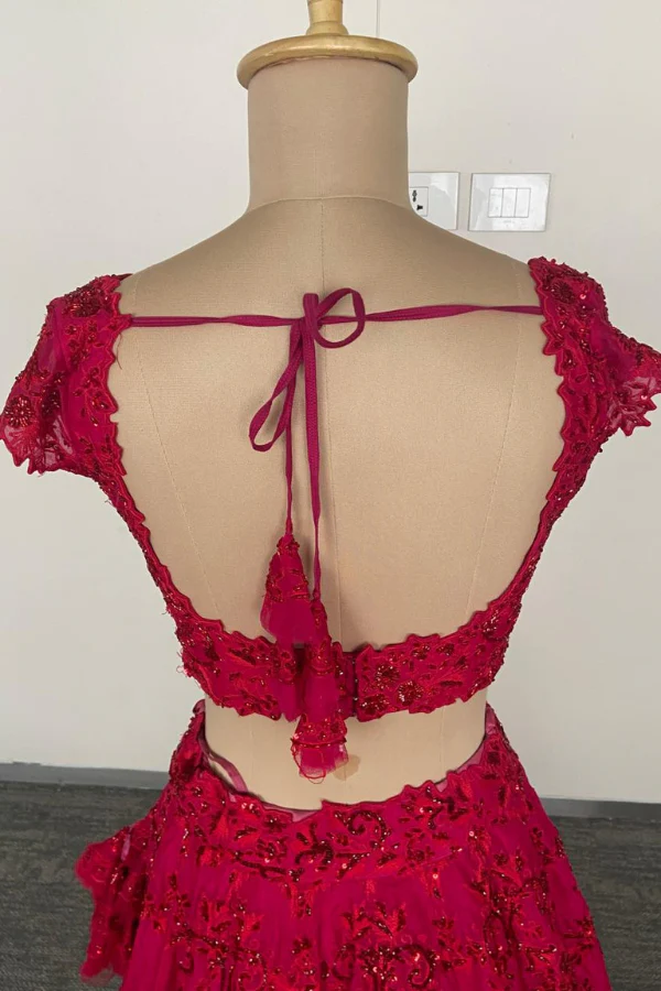 Magenta Flower cutwork lehenga set - Image 7