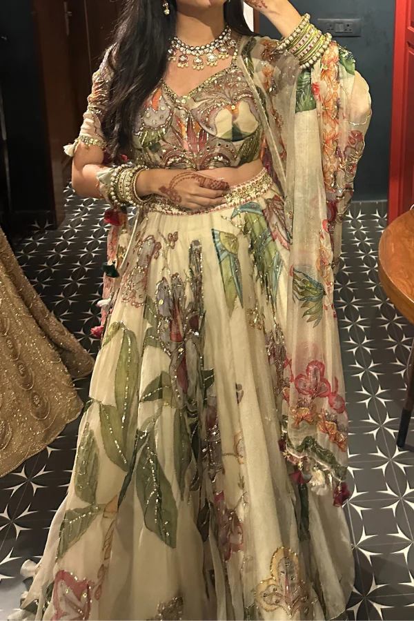 Mahima mahajan ivory organza lehenga - Image 3