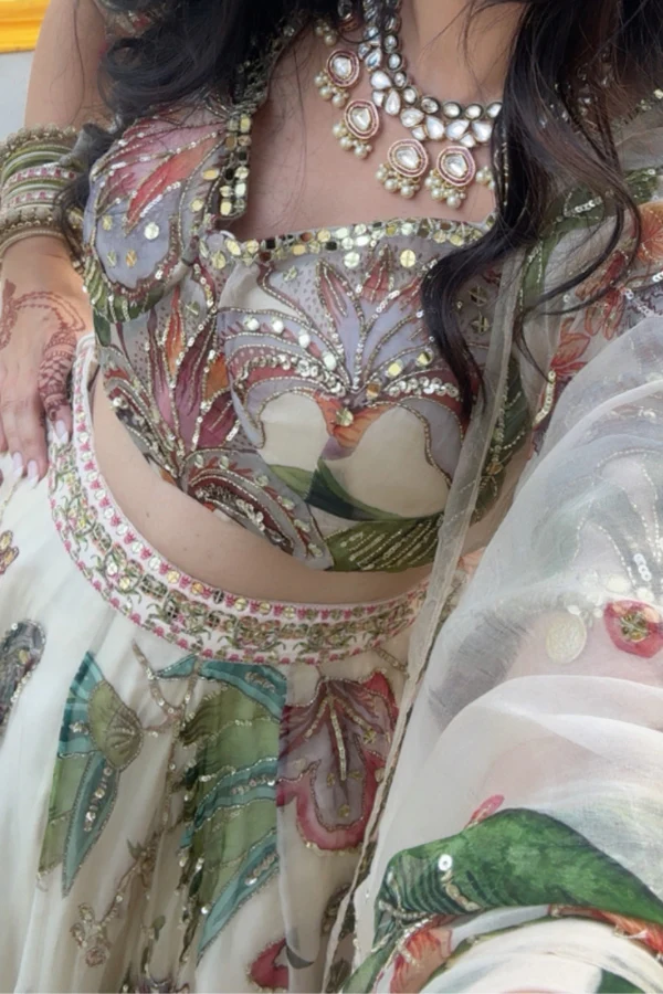 Mahima mahajan ivory organza lehenga - Image 5