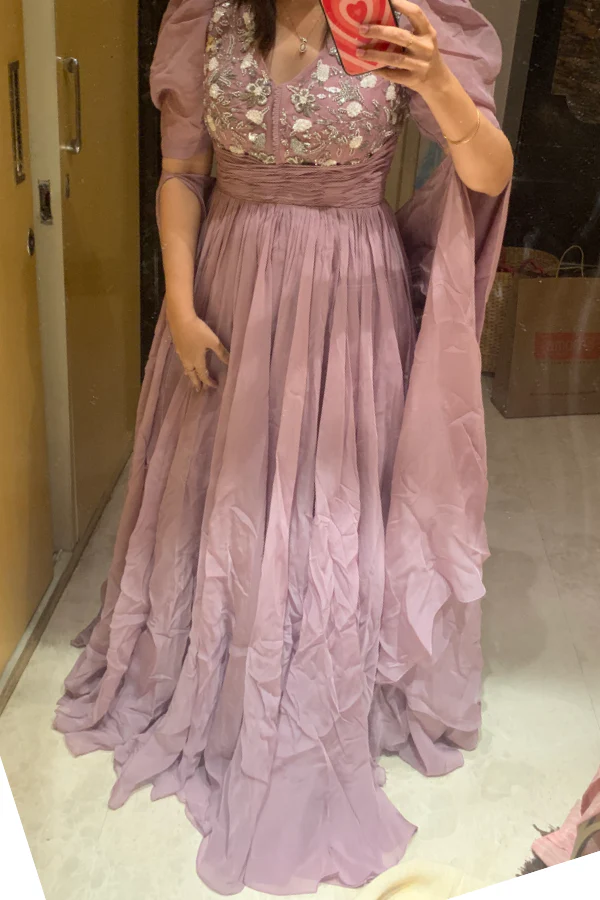 Mahima Mahajan Lilac Anarkali With Bow Dupatta - Image 3