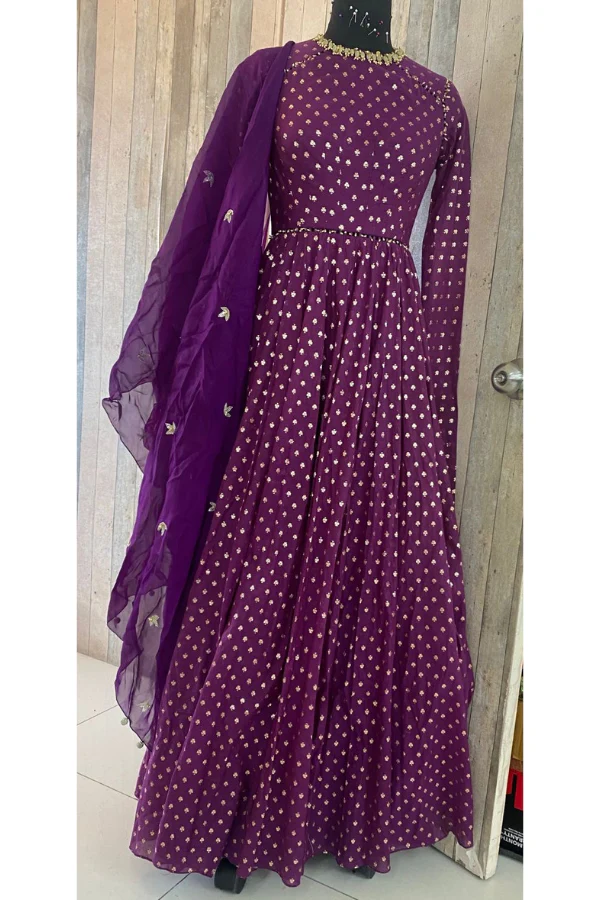 Mahima Mahajan purple banarsi Chanderi anarkali - Image 3