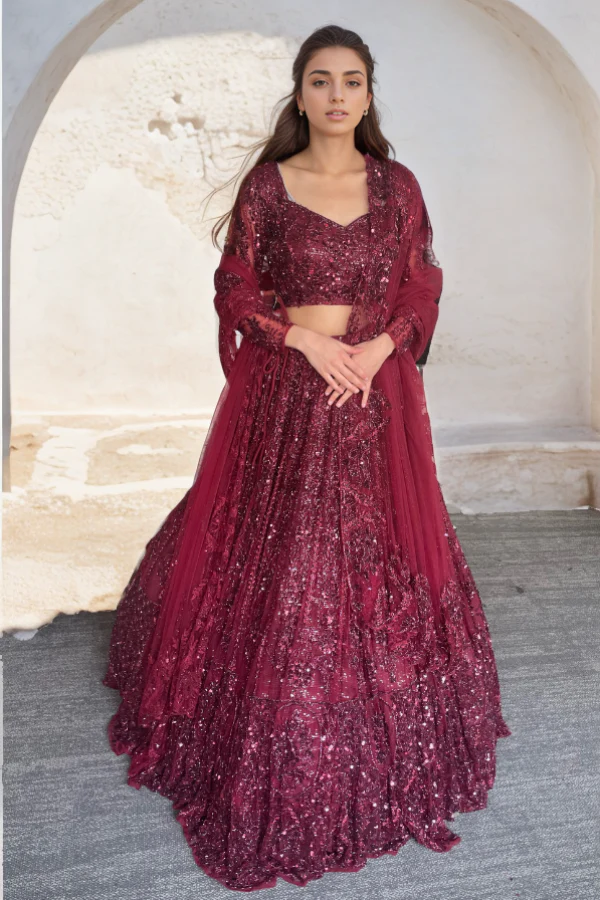 Mahogany Lehenga set - Image 2