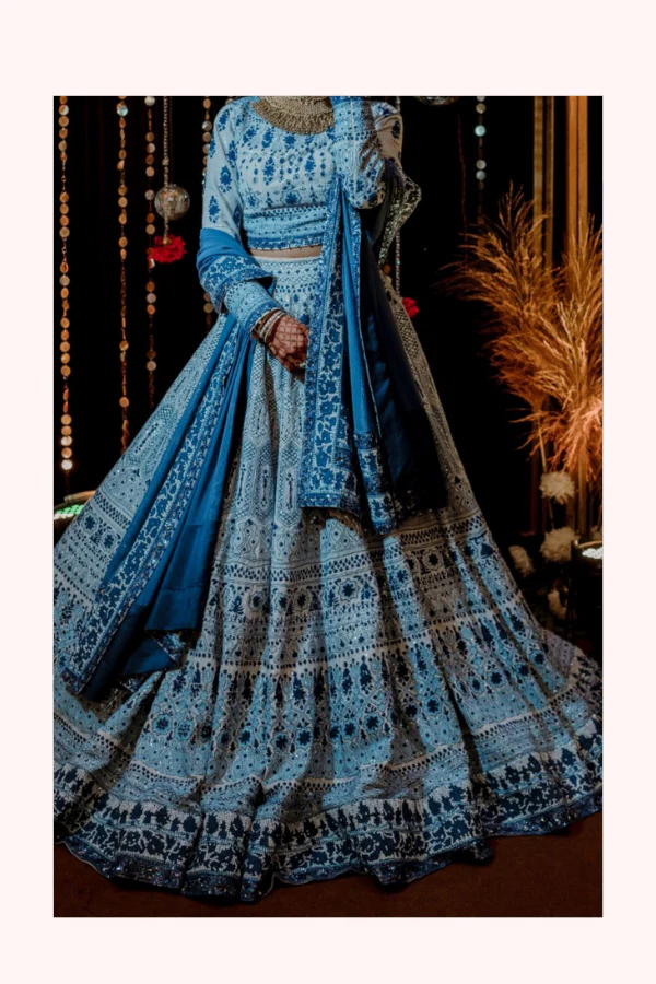 Manish Malhotra Blue Embroidered Lehenga Set