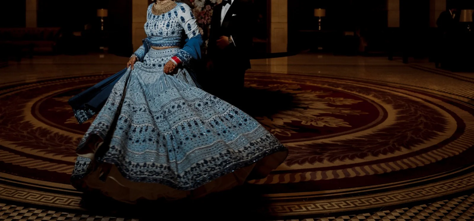 Manish Malhotra Blue Embroidered Lehenga Set - Image 3