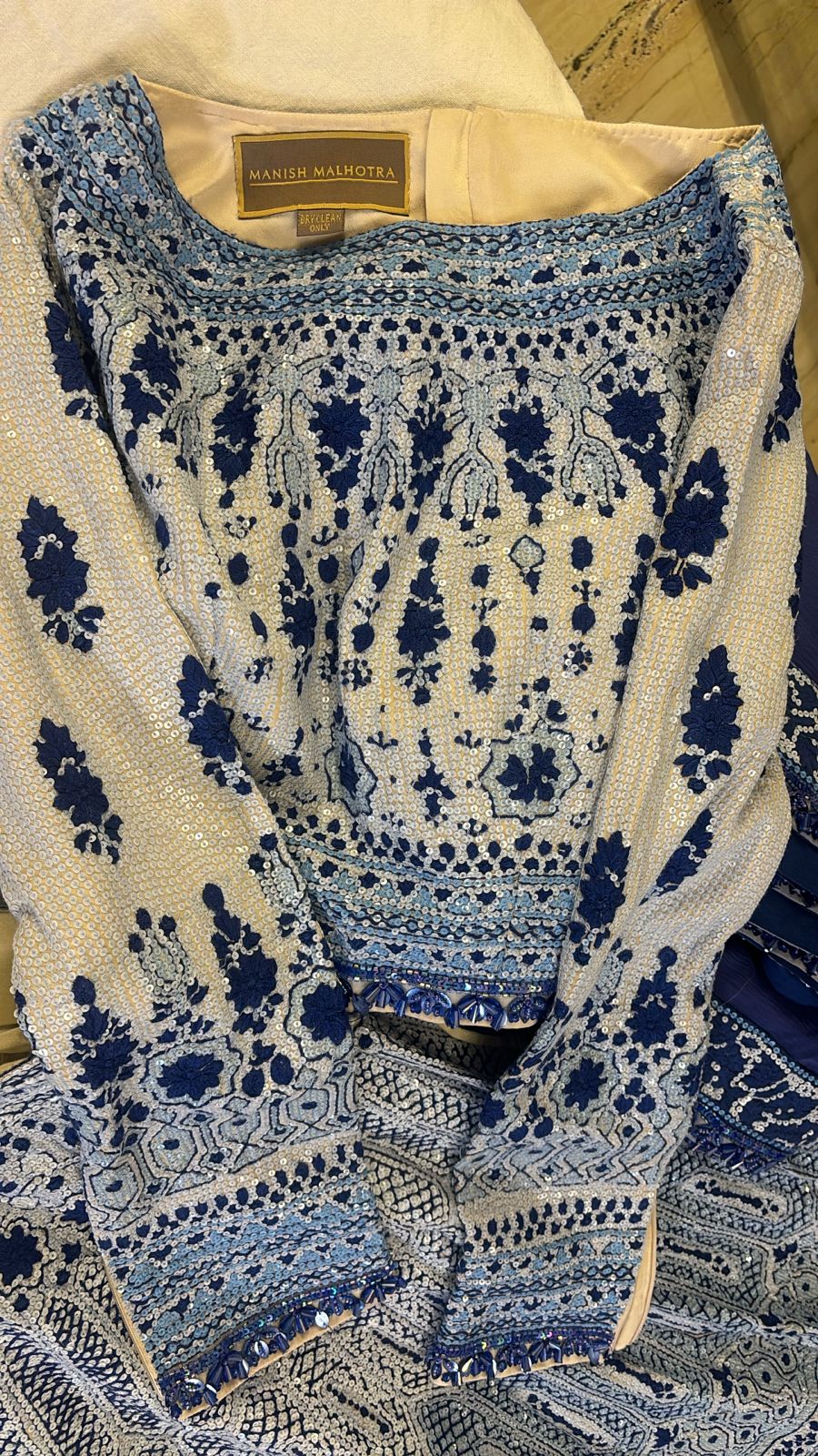 Manish Malhotra Blue Embroidered Lehenga Set - Image 5