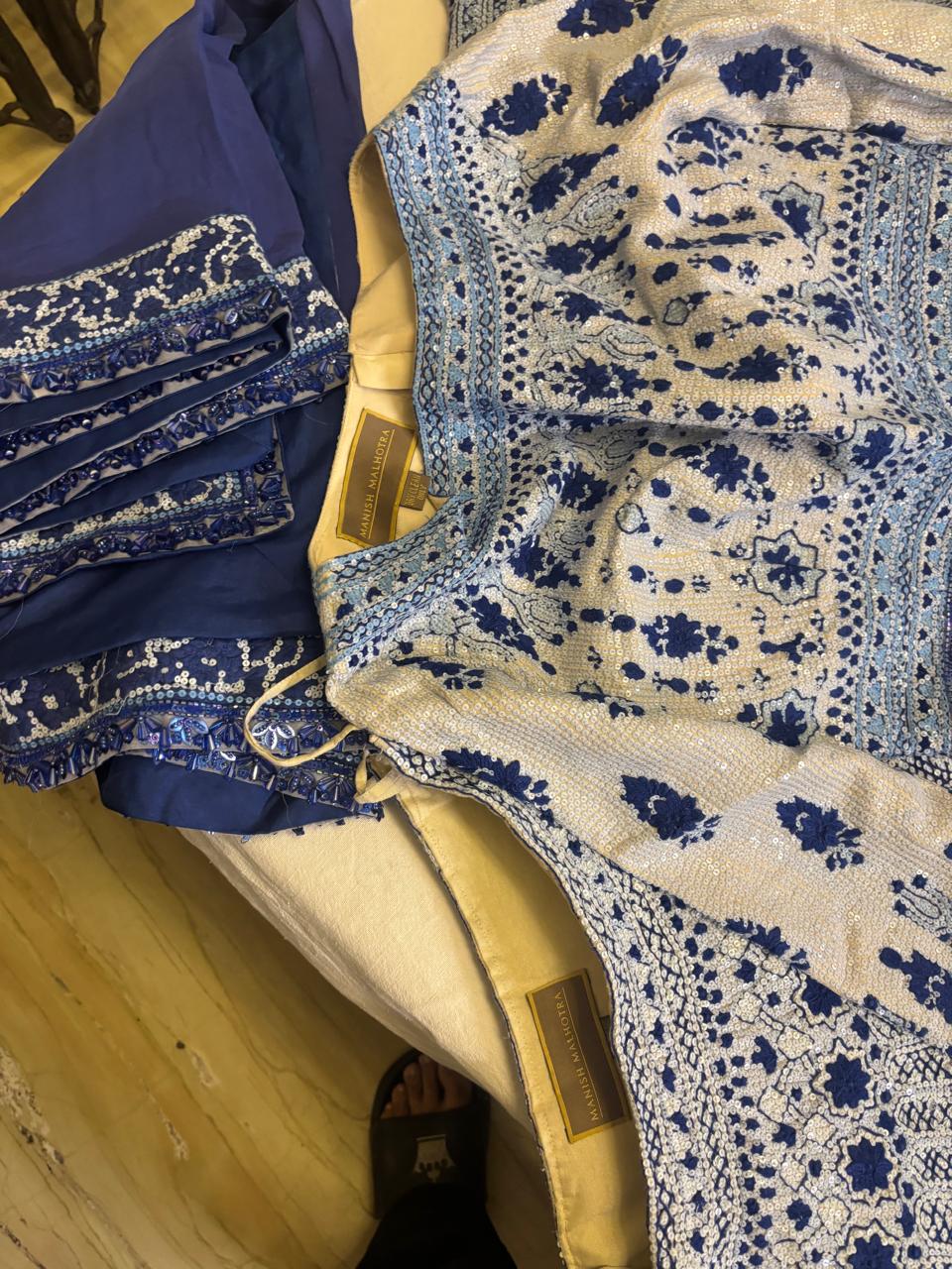 Manish Malhotra Blue Embroidered Lehenga Set - Image 8