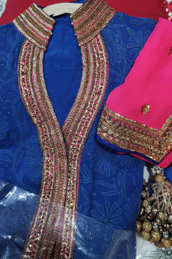MANISH MALHOTRA blue embroidered suit set - Image 2