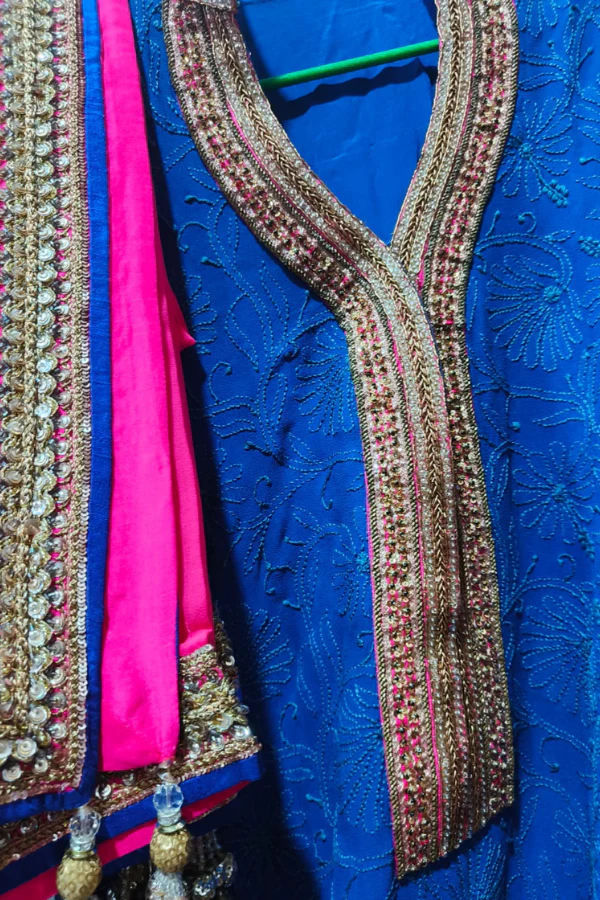 MANISH MALHOTRA blue embroidered suit set - Image 3
