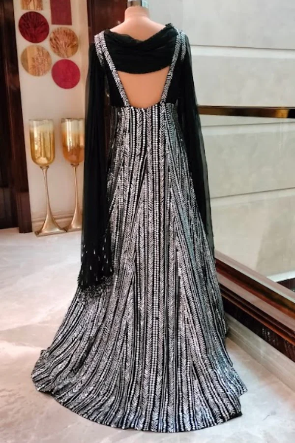 Manish Malhotra Embellished Black & Silver Gown - Image 2
