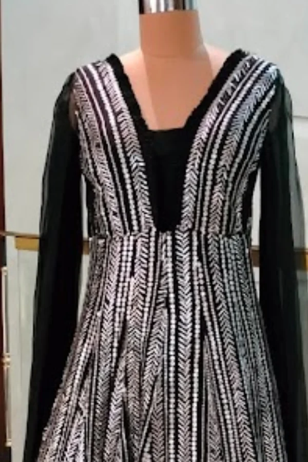 Manish Malhotra Embellished Black & Silver Gown - Image 3