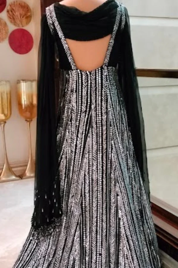 Manish Malhotra Embellished Black & Silver Gown - Image 4