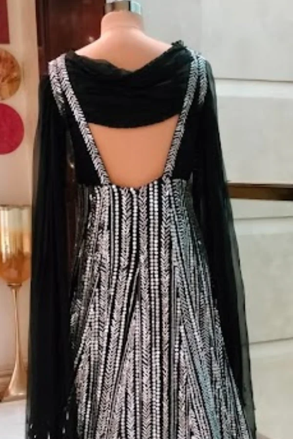 Manish Malhotra Embellished Black & Silver Gown - Image 5