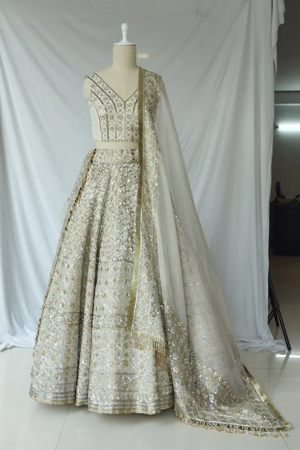 Manish malhotra Ivory Organza Lehenga - Image 2