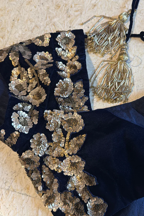 Manish Malhotra Midnight Blue Embroidered Lehenga Set - Image 3