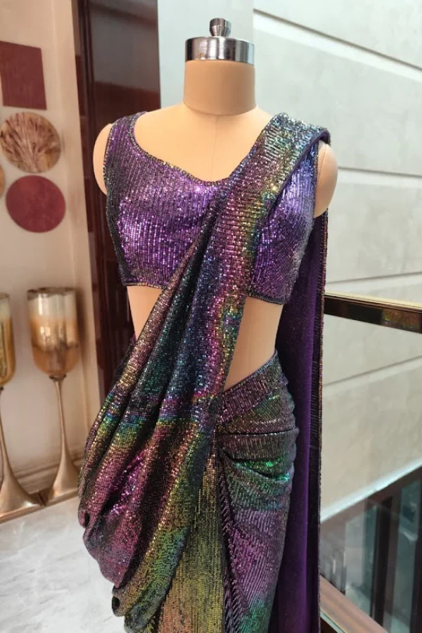 Manish Malhotra Multicolor Draped Saree - Image 4