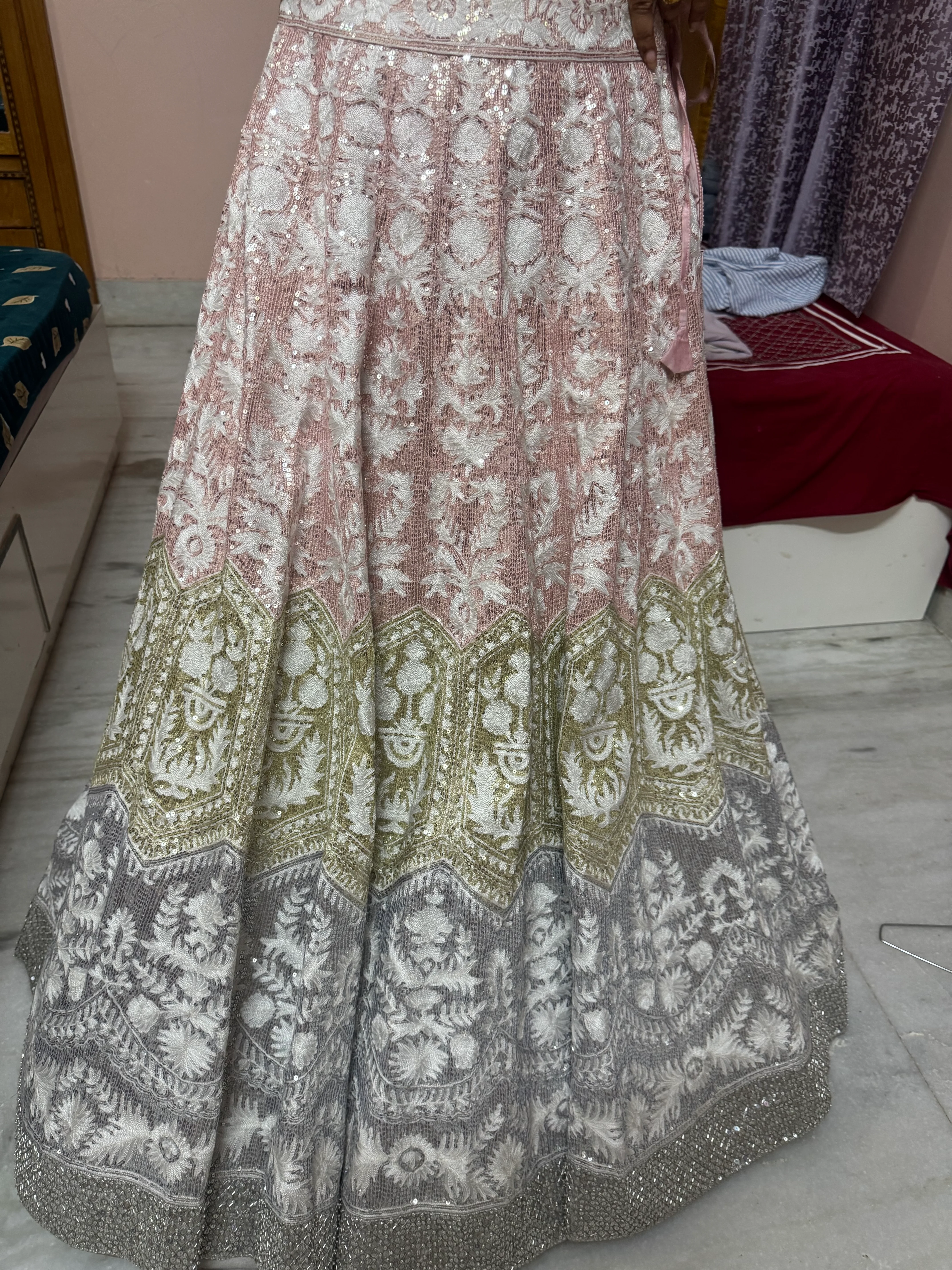 Manish Malhotra Pastel Embroidered Lehenga Set - Image 3