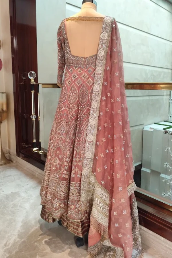 Manish Malhotra Pink Heavy Embroidered Anarkali Set - Image 2