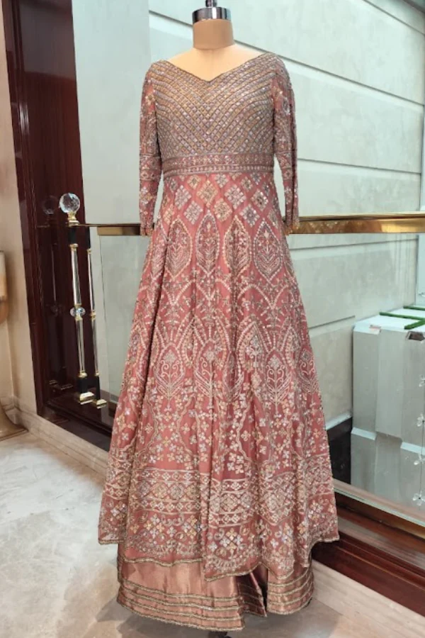 Manish Malhotra Pink Heavy Embroidered Anarkali Set - Image 3