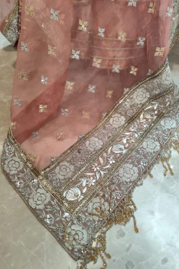 Manish Malhotra Pink Heavy Embroidered Anarkali Set - Image 5