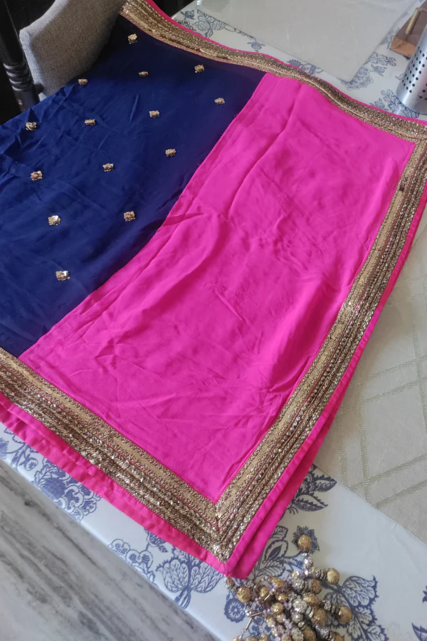 Manish Malhotra pink kurta with blue dupatta - Image 6